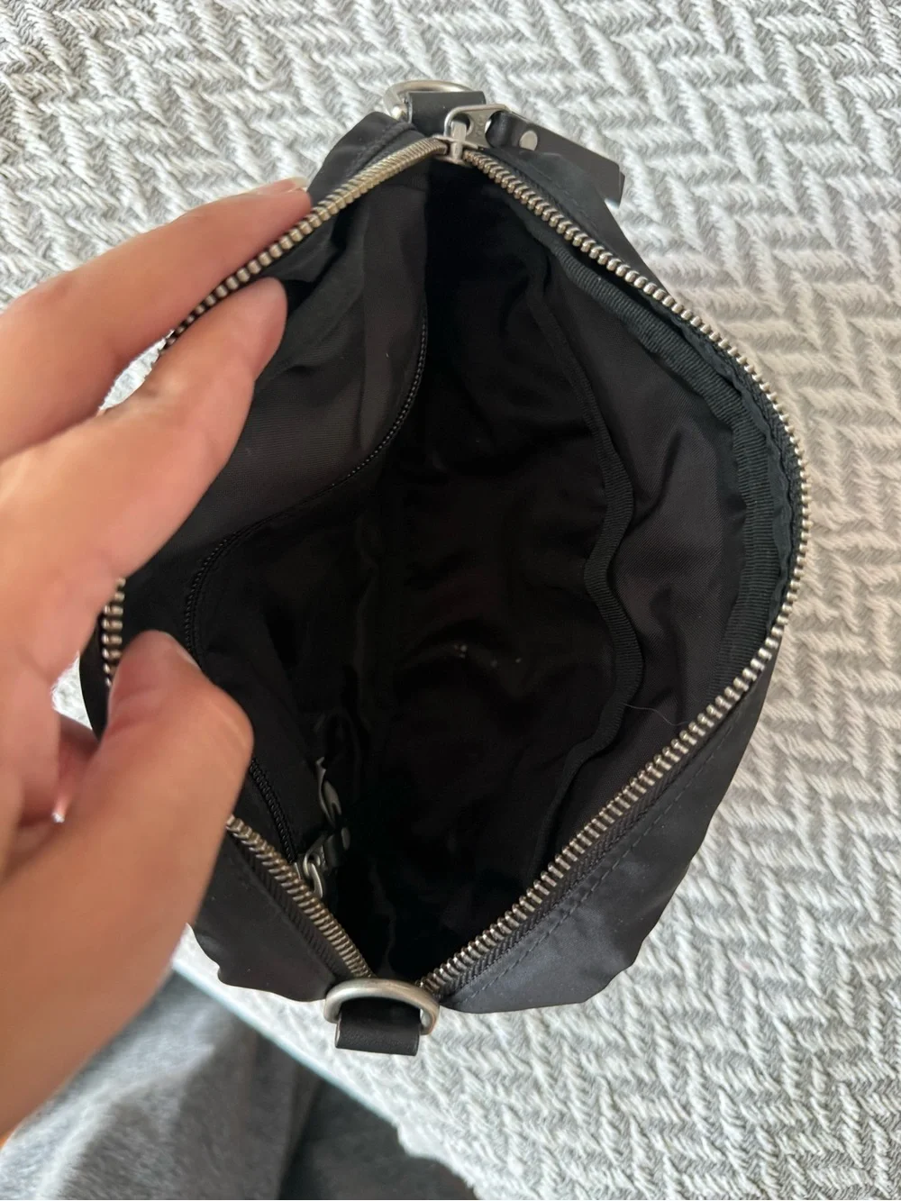 Timberland Black Crossbody Tote Bag with Metal D-Ring